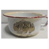 White and red enamel small pot