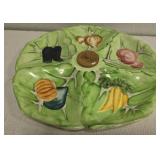 Green porcelain divided dish