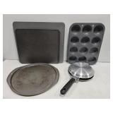 Lot of 5 Metal Cooking Pans & More