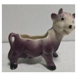 Porcelain purple cow planter