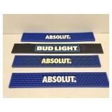 Lot of 4 Absolut & Bud Light Rubber Bar Mats