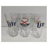 Set of 6 Miller Lite alabama glasses
