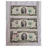 3 - 1976 two dollar bill notes