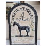 vintage wooden tavern sign The Black Horse
