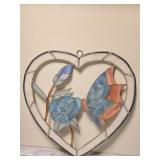 Beautiful Stained Glass Butterfly Heart