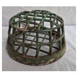 Vintage green metal cage flower frog
