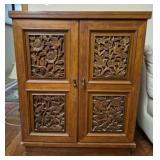 Vintage carved Asian-style teak wood bar
