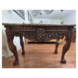 Carved table Rococo style heavy rose marble top