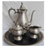 Pewter F B Rogers tea set