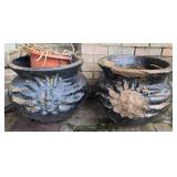 Pair of Planters with a sun face see photos