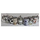 7 vintage porcelain beer steins