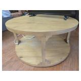 Round wood coffee table