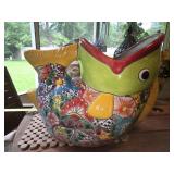Terra Cotta glazed painted fish planter