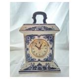 vintage blue & white mantel clock