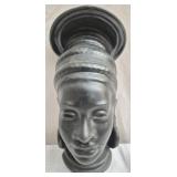 Vintage black ceramic Nubian queen wall decor