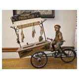 vintage Fresh Fish peddler bicycle cart figurine