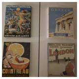 Lot of 4 Vintage Print on canvases
