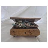 vintage Italian burl style wood music box