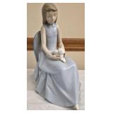 Lladro Girl with Cat porcelain figurine