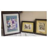 Lot of 3 framed artwork