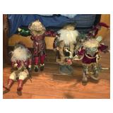 Lot of 4 Large Decorative Christmas Elves and More