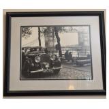 framed artwork features a black white photograph