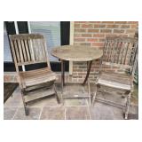 Hampton Bay teakwood table with 2 chairs