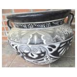 Large terra cotta glazed flower pot
