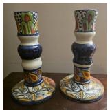 Pair Vintage Pottery Candlesticks