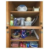 Large Cabinet Lot of Misc Household Items