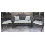 3 piece outdoor wicker set with cushions