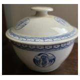 Blue & White Stoneware Bowl w Lid