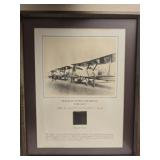Framed fabric swatch from Douglas world cruiser