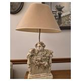Vintage plaster cherub table lamp