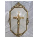 Brass frame vintage crucifix