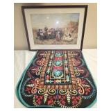 Hand stitched fabric and Thanksgiving picture