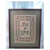 framed samplera cross stitch design reading