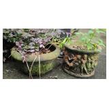 Lot of 2 concrete / terracotta planters