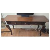 3 drawer dark wood sofa table