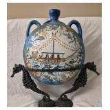 Replica of a blue and white Minoan oinochoe