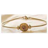 14k Yellow Gold Bracelet with Possible Ruby Stone