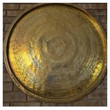 19th century large Benares style brass tray