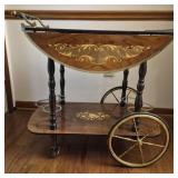 Vintage Italian Sorrento marquetry style tea cart