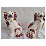 2 Vintage English Staffordshire style spaniel dog
