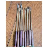 Set of 8 Teak Wook Fondue Forks