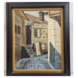 Framed Canvas painting of a alleyway