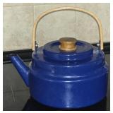 Heavy Blue Metal Vintage Tea Kettle