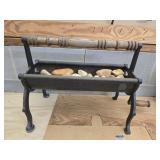 Vintage metal and wood paper log roller