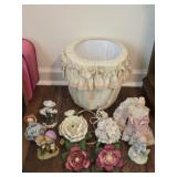 Estate Lot of Ceramic Floral Lights Figurines Etc