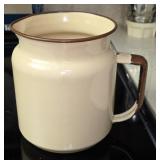 Vintage Cream Enamelware Pitcher